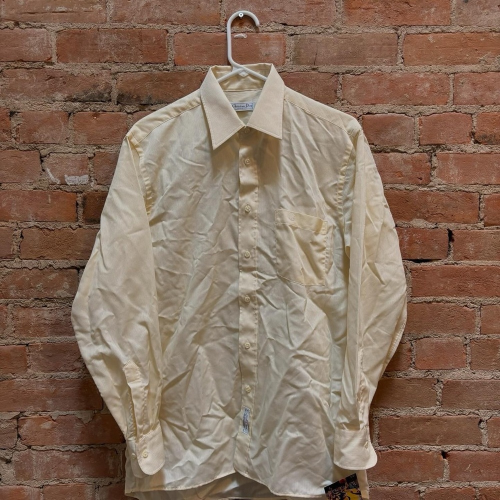 $100 vintage 90s Christian Dior Yellow long sleeve button up shirt